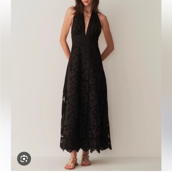 Doen Dresses & Skirts - NWT Doen Heirloom Mariza Halter Midi Dress Black L Maxi Backless Tablecloth